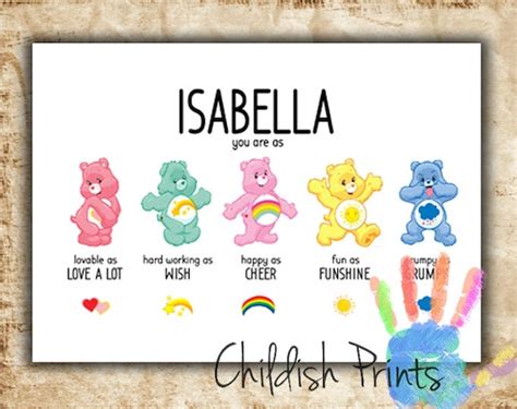 Custom CARE BEARS Name Print Personality Art Gift Idea - Etsy