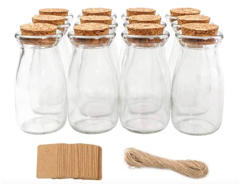 Small Glass Favor Jars Milk Glass Bottles Cork Lids Party Favors Wedding Favors | Glass spice ...