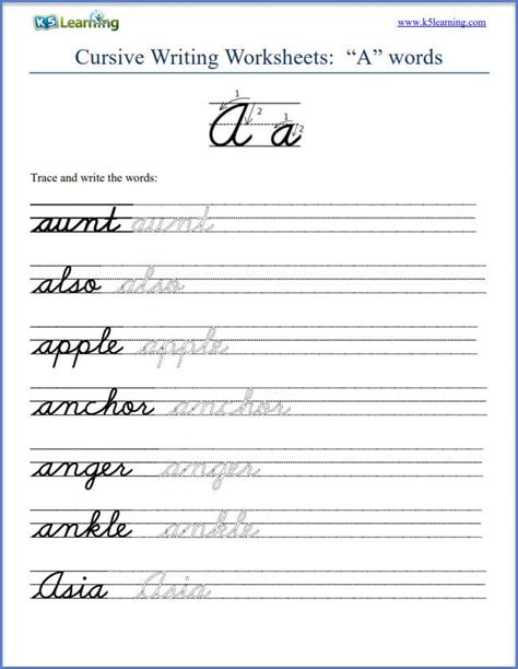 cursive writing worksheets | K5 Learning