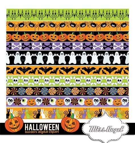 Halloween Borders Clipart. Printable Halloween Digital Border Pattern. Cute Borde Design ...