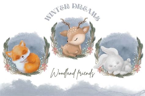 Winter Woodland Animals Clipart Graphic by KatrinSharmArt · Creative Fabrica