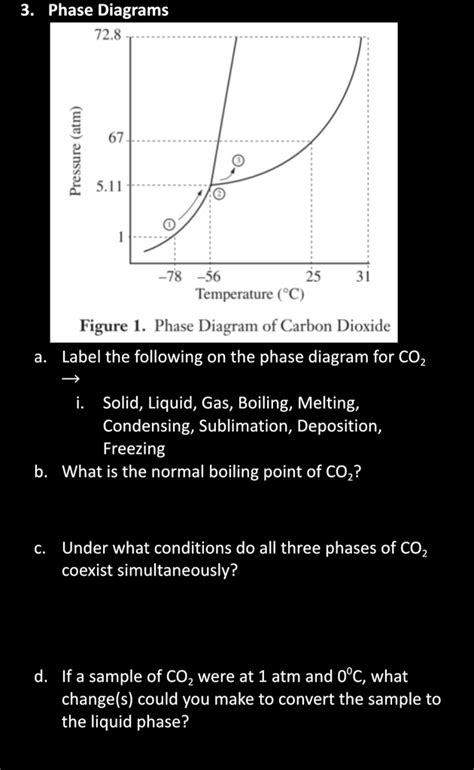 Help solve. 3. Phase Diagrams 72.8 Pressure (atm) 67 5.11 2 78 56 25 ...