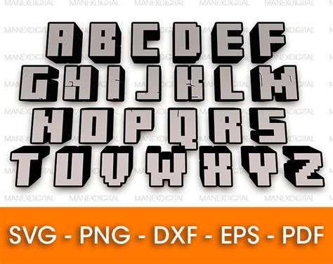 Minecraft Pixel Font SVG Vector minecraft font svg | Etsy