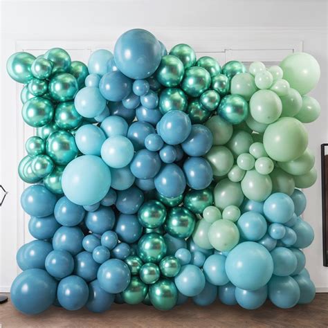 Blue Lagoon Ready-Made Balloon Wall | Balloon wall, Balloons, Teal balloons