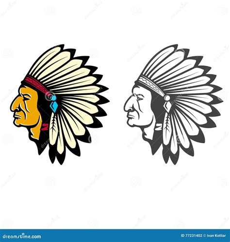 Indian Head Concept. stock vector. Illustration of american - 77231402