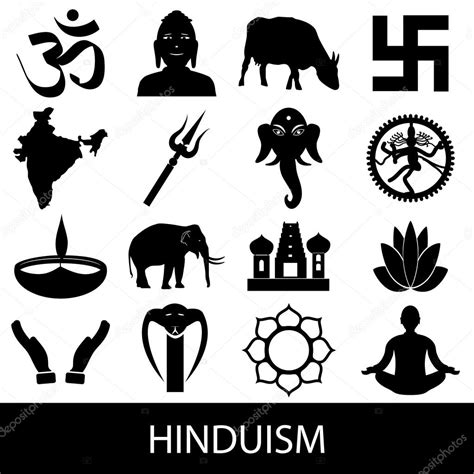 Hinduism religions symbols vector set of icons eps10 — Stock Vector ...