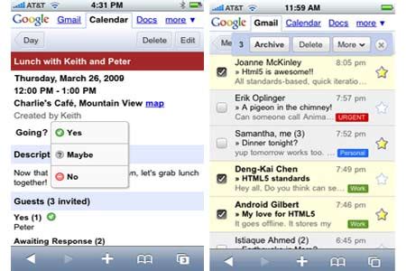 Google revamps its Gmail and Calendar mobile web application for iPhone and Android phones ...