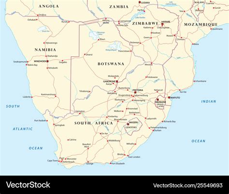 Road map southern africa Royalty Free Vector Image