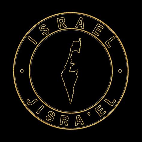 Premium Photo | Map of israel golden stamp black background