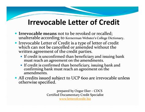 Presentation – Types of Letters of Credit | Letterofcredit.biz | LC | L ...