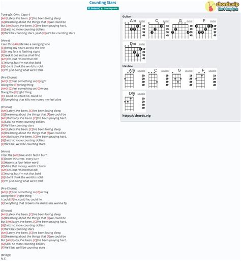 Chord: Counting Stars - tab, song lyric, sheet, guitar, ukulele ...