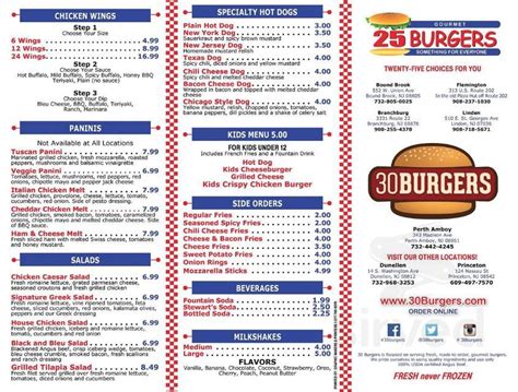 30 Burgers menu in Perth Amboy, New Jersey, USA