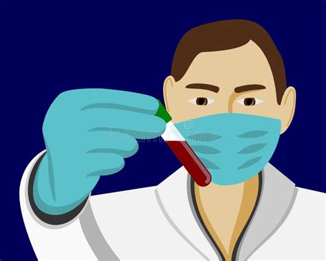 Vector Illustration Of A Scientist With A Test-tube Where He Has Developed A Cure For A Disease ...