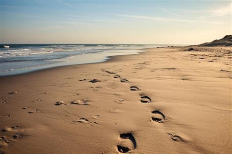 Premium AI Image | footprints in the sand on a beach