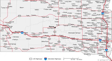 South Dakota State Map With Cities - Dannie Elisabeth