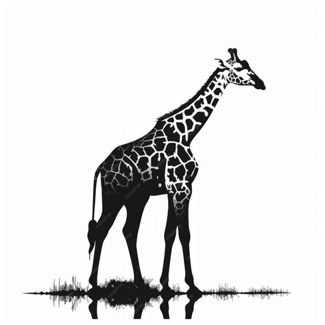 Premium AI Image | A silhouette giraffe standing in the grass next to a ...