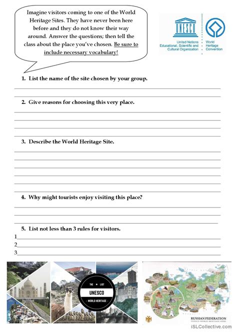 World Heritage Sites: English ESL worksheets pdf & doc