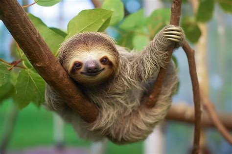 Premium AI Image | Baby Sloth in Tree in Costa Rica Generative AI