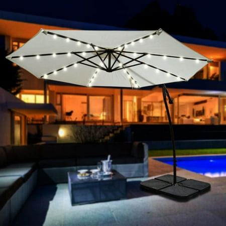 Sunrise Umbrella 9 ft. Cantilever Offset Solar 40 LED Lighted Aluminum Patio Umbrella - Walmart.com