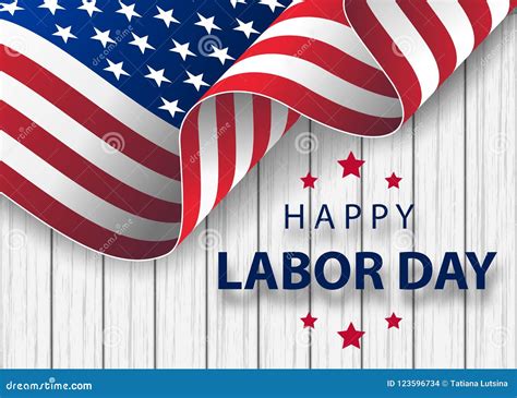 Happy Labor Day Holiday Banner with Brush Stroke Background in United States National Flag Stock ...