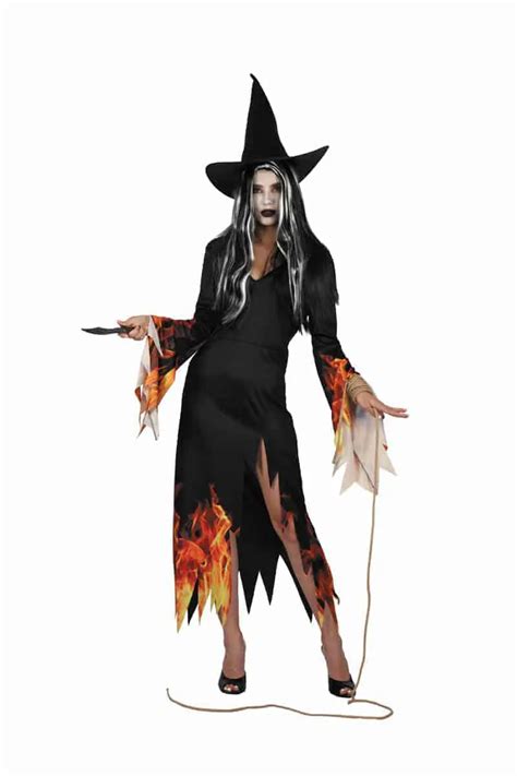 Ladies Witch with Fire Black & Red Costume - The CPS Warehouse