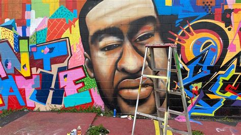 George Floyd mural defaced with racial slur in downtown Houston | Racism and Racial Experiences ...