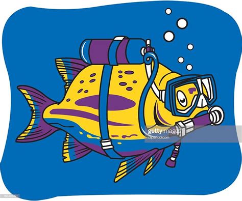 Vector Art : Fish With Scuba Gear. Deep Sea Diving, Scuba Gear, Free Illustrations, Vector Art ...