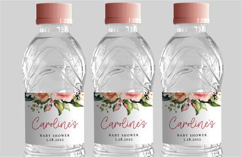 Pink Floral Water Bottle Labels Printable Water Bottle Label - Etsy