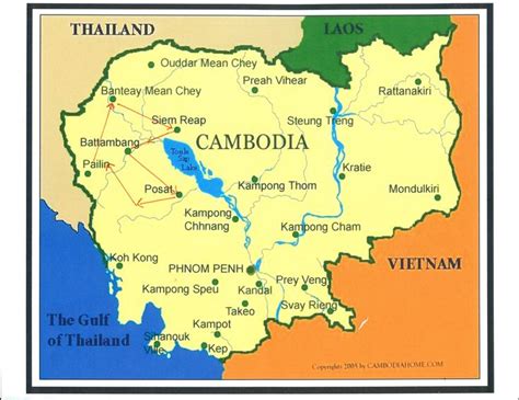 kampot and sihanoukville in a map of cambodia - Google Search ...