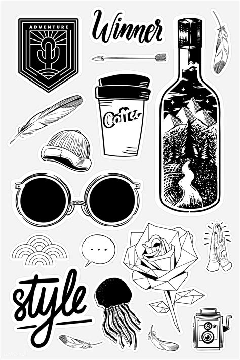 Aesthetic Printable Black And White Stickers