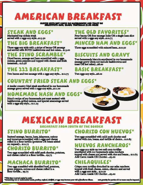 Breakfast Menu - Mi Cielo Mexican Restaurant in Redmond