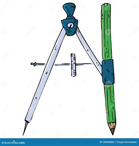 Compass with Pencil for Geometry Icon. Vector Illustration of a Compass ...