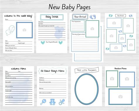 Printable Baby Memory Book Pages Blue Instant Download 87 Pages - Etsy