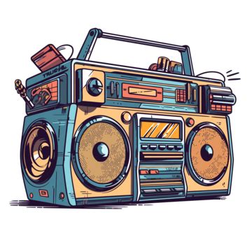 Boombox Clipart Boom Box Illustration In The Style Of Retro Retro Cartoon Vector, Boombox ...