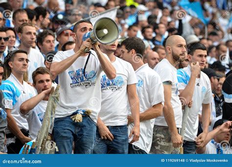 LYON, FRANCE - 16 May, 2018: Olympic Marseille Fans in the Stand Editorial Stock Photo - Image ...