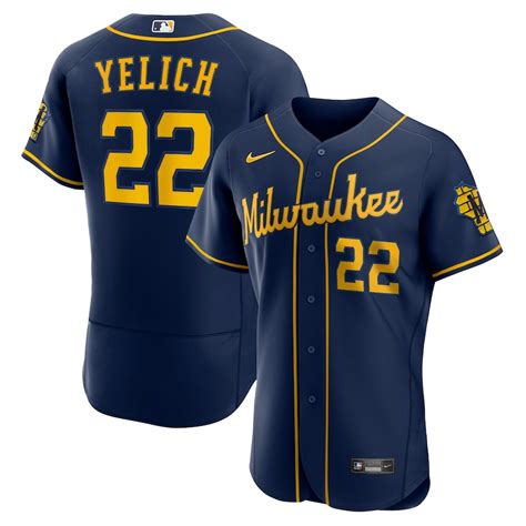 Men's Milwaukee Brewers Christian Yelich Nike Navy Alternate 2020 ...