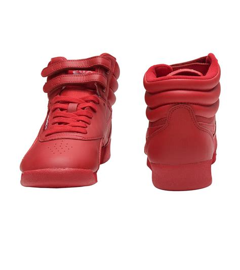 Reebok Leather Freestyle Hi High-top Sneaker in Red - Lyst