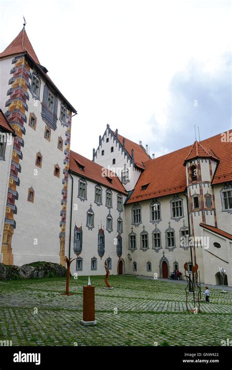 Hohes schloss, medieval castle in the middle of Fussen old town ...