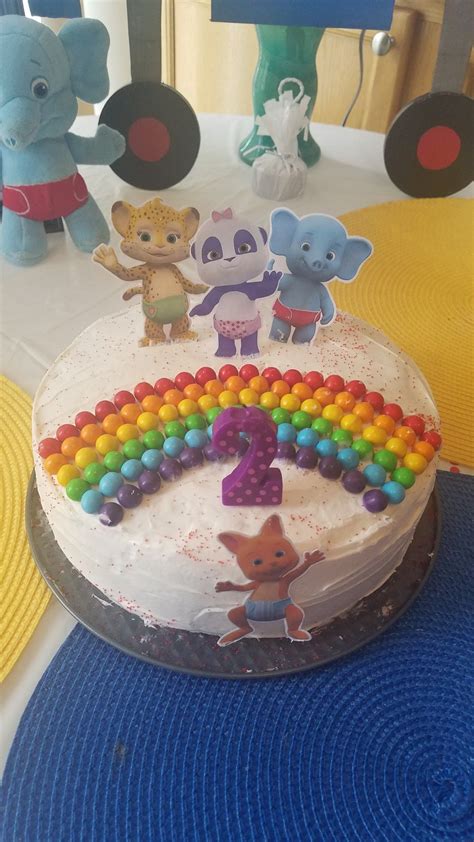 Homemade birthday cake for Word Party theme. Used six lets for rainbow. First Birthday Parties ...