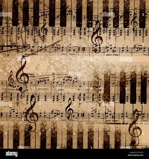 music notes on old paper sheet background Stock Photo - Alamy