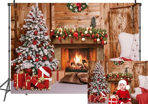 Christmas Fireplace Backdrops