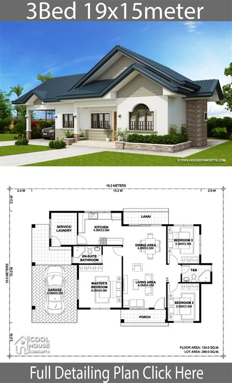 Home design plan 19x15m with 3 Bedrooms - Home Design with Plansearch ...