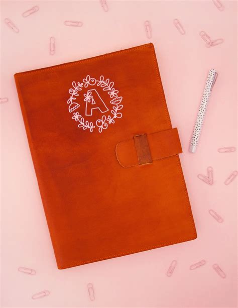 How to Apply Heat Transfer Vinyl to Leather: DIY Monogram Leather Notebook - Persia Lou