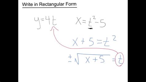 Parametric Equations - Rectangular Form - YouTube