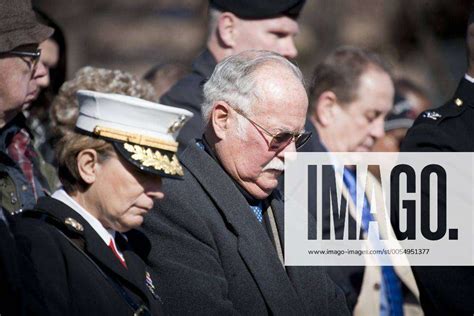 Retired Col. Harvey C. Barnum Jr., Medal of Honor recipient, prays during the invocation at a wreath