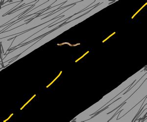 Worm crossing the Highway - Drawception