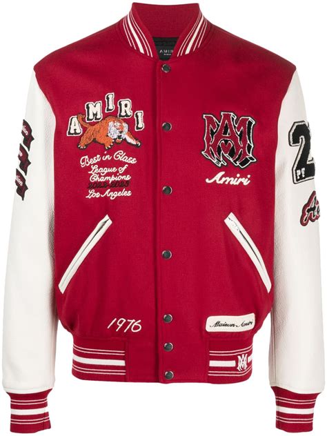 AMIRI logo-patch Varsity Jacket - Farfetch