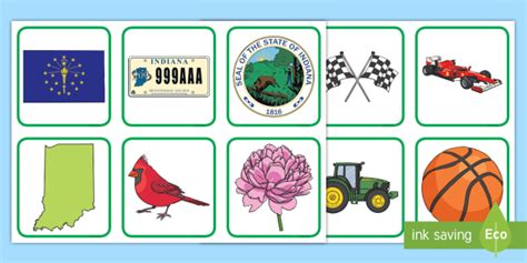 Indiana State Symbols Pairs Matching Game (teacher made)