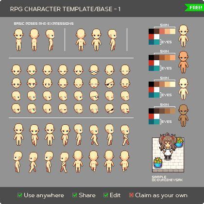 RPG Character Template - 1 by KucingBudhug | Pixel art characters, Pixel art games, Pixel art ...
