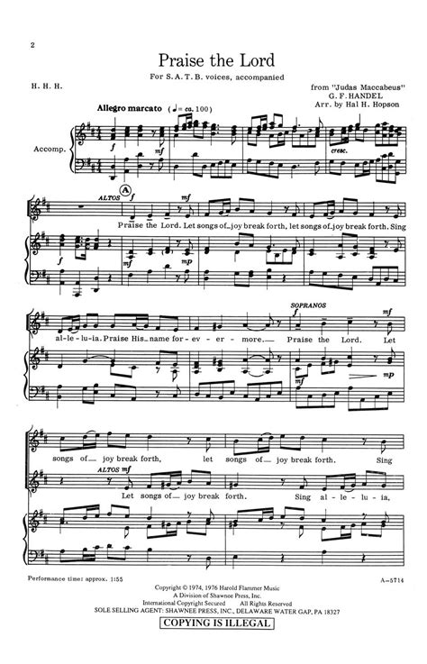 Praise The Lord Sheet Music by G F Handel (SKU: 35017271) - Stanton's ...